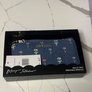 Betsey Johnson Blue Floral Embroidered Wallet